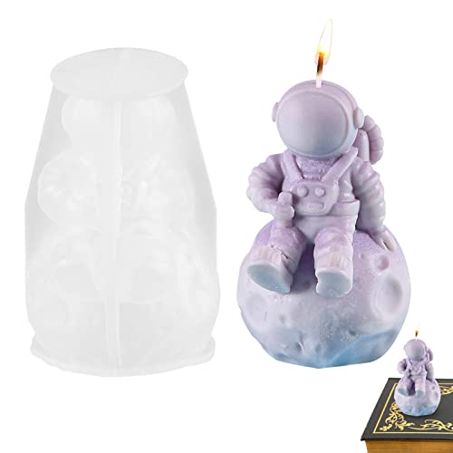 Limitoll Stampo in silicone a forma di astronauta, ornamento astronauta per camera da letto, resina epossidica astronauta, stampo in silicone per colata, sapone per ghiaccio, candele, aromaterapia,