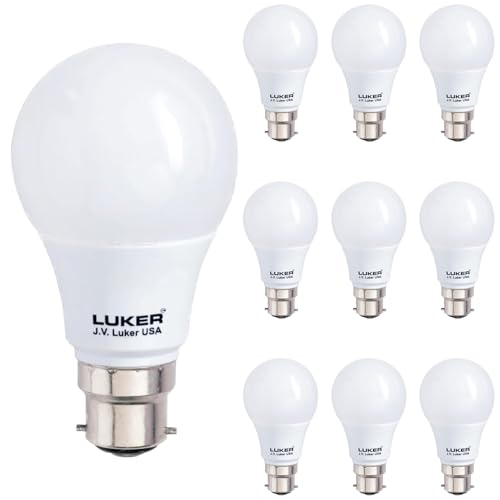 Image of LUKER JVLuker 9W LED Bulb E27 Base Energy Efficient 1 Star Light 120 Degree Wide Beam Coverage High CRI Surge Protection Lights for Home and Office, 1 Year Warranty (Pack of 10, Warm White)