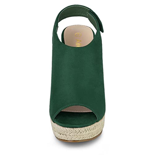 Allegra K Allegra K Women's Espadrille Platform Heeled Wedges Emerald Green Sandals 10 M US