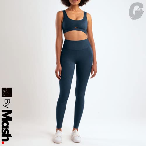 Calça Legging Academia Legging Cintura Alta Legging Fitness She by Mash Feminina | Azul | G