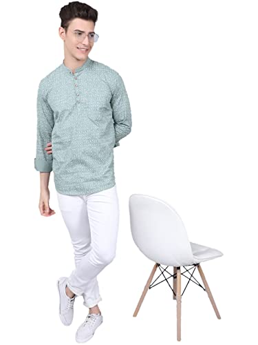 Image of Majestic Man Men's Cotton Regular Fit Short Printed Designer Kurta