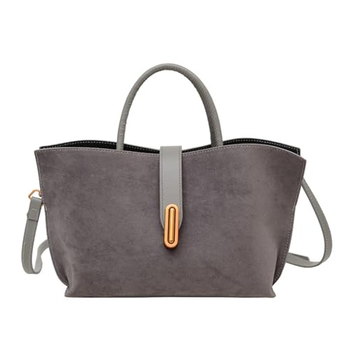 Suede Handbags for Women Trendy Crossbody Bags Vintage Suede Top Handle Bag for Fall and Winter (Grey)
