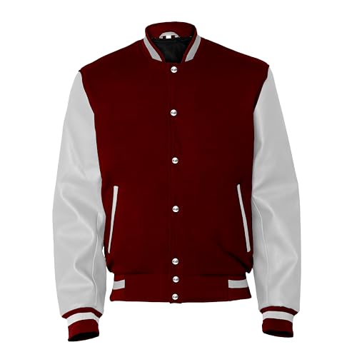 Image of Baseball Wool Letterman Varsity Faux Leather Sleeve For Men | Wool Varsity Bomber Jacket