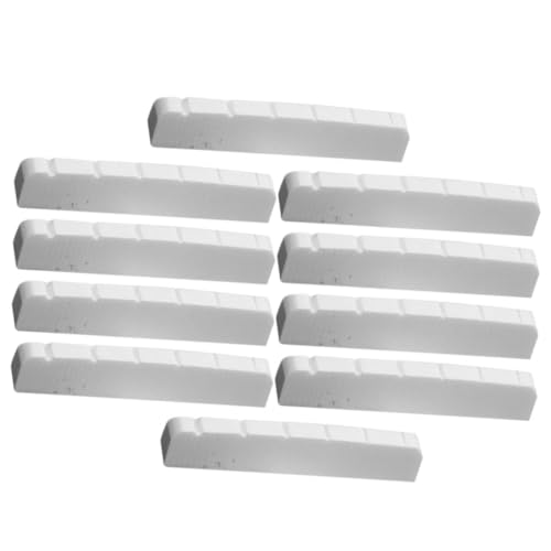 Hoement 10個 ギター枕 ギターブリッジナット ユニークな男性へのギターギフト ギターのナット交換 ギターの骨のナット エレキギターナット ギター用ボーンナットブランク 牛骨 白い