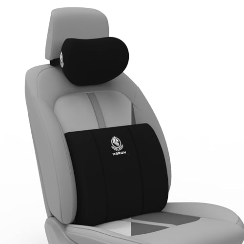 Image of MRRON Series Memory Foam Neck Rest & Lumbar Support for Car or Office Chair, Neck Pillow Kit Designed Ergonomically for Extra Support (Black, Lumbar)
