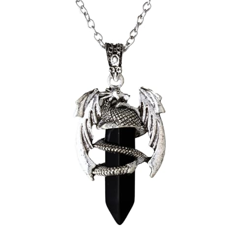 Collar de dragón para niños anticaídas e hipoalergénico de obsidiana
