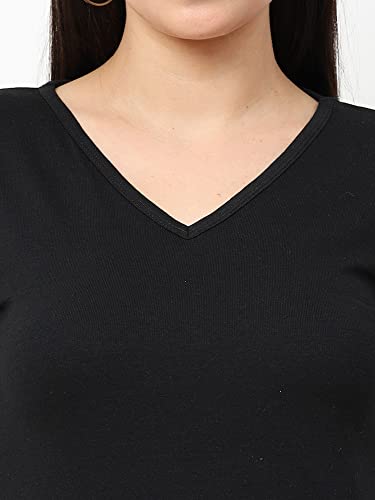 Image of Wafaa Women's Cotton Plain V Neck Full Sleeve T-Shirt
