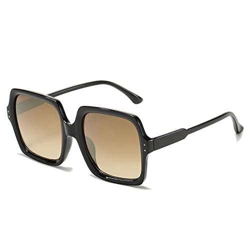 Lunettes de soleil grand carré pour femmes en noir thé | Taille unique