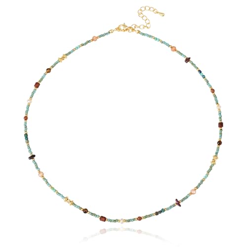 Collier mini perles en pierre bleue JaruJaru ras de cou chic