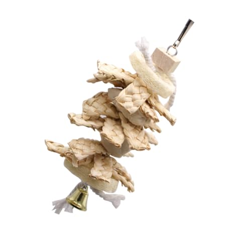 HOLIDYOYO Parrot Swing Molar Natural Loofah Hanging Bird Pendant with Bell Bright Chew for Parrots Cockatiels and Lovebirds for Cage Garden Use