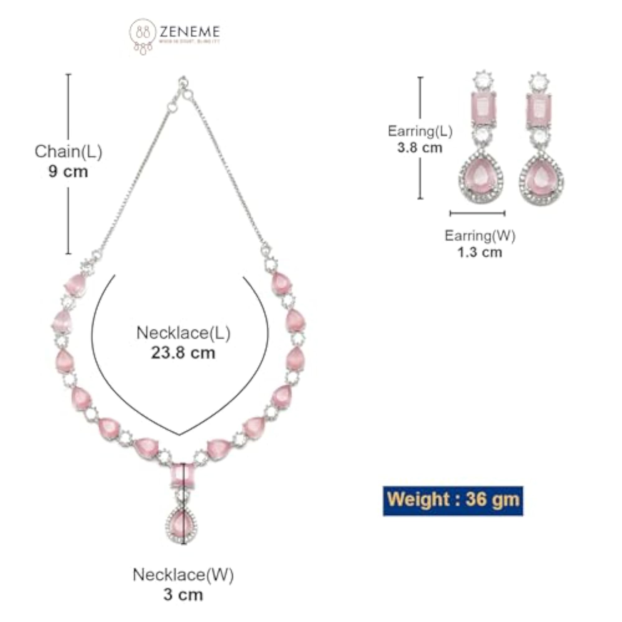Rhodium-Plated Diamond Necklace Set