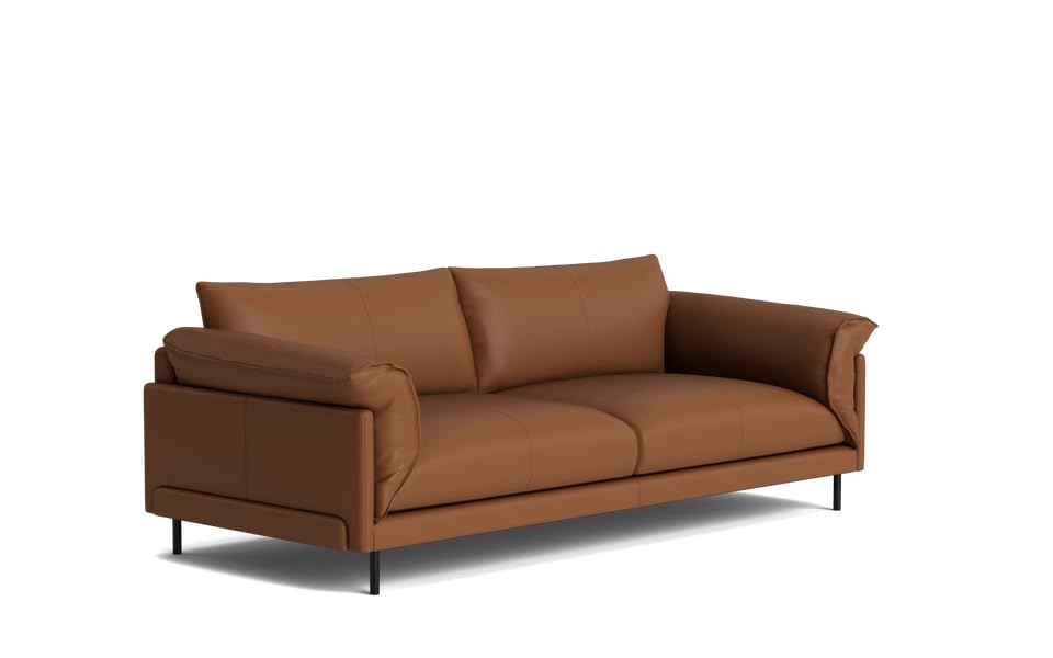 Image of LEGACY OF COMFORT Zola 3 Seater Sofa Three Seater Sofa Leather for Living Room Hotels and Offices (Caramel)