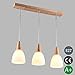 Produktbild LED Holz Glas Pendelleuchte Höhenverstellbar Esstisch Lampe E27 Kronleuchter Holzlampe 3-Flammig Hängelampe Esszimmerlampe Vintage Industrial Küche Hängeleuchte Innen Deko Decke Leuchte