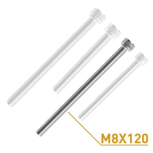 12 Stk M8 Schrauben Set,M8 x 120mm Zylinderkopfschrauben Sets,Zylinderschrauben mit Innensechskant Schrauben Muttern Set,Edelstahl Gewindeschrauben Set,Maschinenschrauben Sortiment,Sechskantschrauben