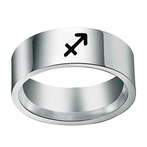 Image of Unisex 12 Zodiac Sign Statement Ring | Stainless Steel, Constellation Hip Hop, Horoscope Astrology Jewelry, Birthday Gift
