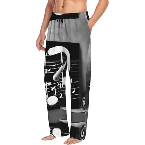 Pantalon de pyjama homme notes de musique EdWal noir et blanc taille XL avec poches
