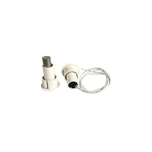 1076C-N Recessed Steel Door Magnetic Contact, 3/4 Inch Diameter, SPDT, White, 3/8 Inch Gap, Wire Leads, Commercial Use, ABS Material