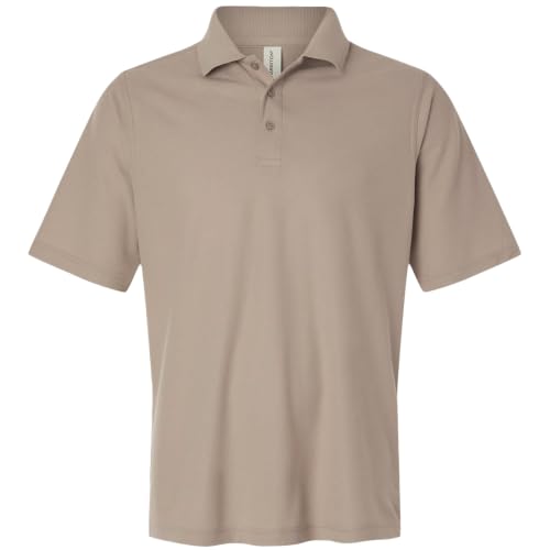 Fourcast Men's Cotton Blend Pique Polo Shirt Short Sleeve, Khaki, 4XL