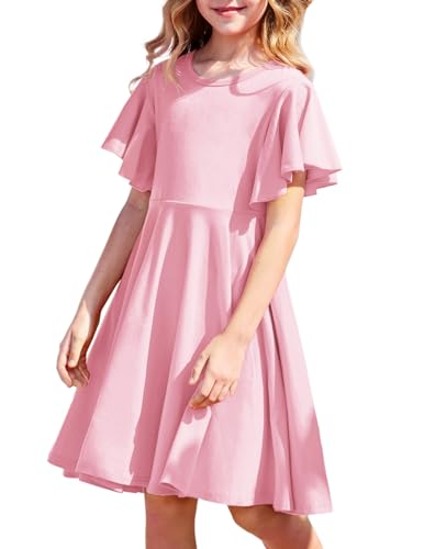 Arshiner Kleider für Mädchen Schmetterlingsärmel Sommerkleid Baumwolle...