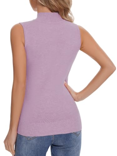 Image of Sleeveless Mock Neck Tops for Women Soft Slim Fit Knit Vest Tops