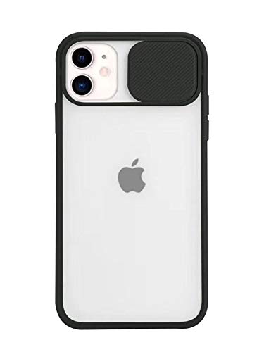 Bakicey - Coque de protection en silicone anti rayures - Cache coulissant pour appareil photo - Mate et translucide - Compatible avec iPhone 11 (154,9 mm) - Noir Cover