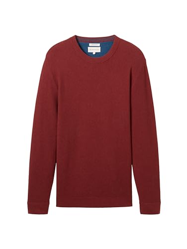Tom Tailor Herren Basic Strickpullover aus Baumwolle, 35676 - Burgundy Dark Red Melange, S – Ansicht 5
