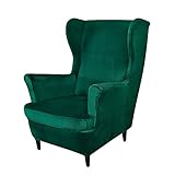 OBCREAT Wingback Chair Covers,2 Piece Stretch Velvet Wingback Chair Slipcover Soft Wing Chair Sofa C