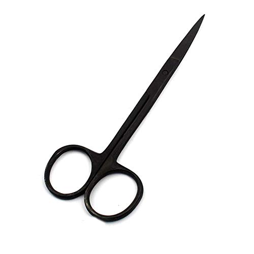LAJA IMPORTS FULL BLACK FINISH 'IRIS SCISSORS 4.5'' STRAIGHT SHARP SHARP POINTS