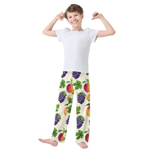 J JOYSAY Grapes Apricots Leaves Beige Pajamas Pants Soft Long Pajama Bottoms Lounge Sleep Pants Size S-XL3