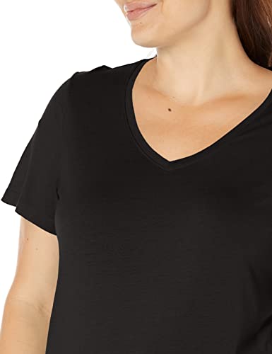 Image of HUE Womens Sleepwell Basic Short Sleeve V-Neck T-Shirt for Lounging Or Sleeping, Made with Temperature Regulating Technology