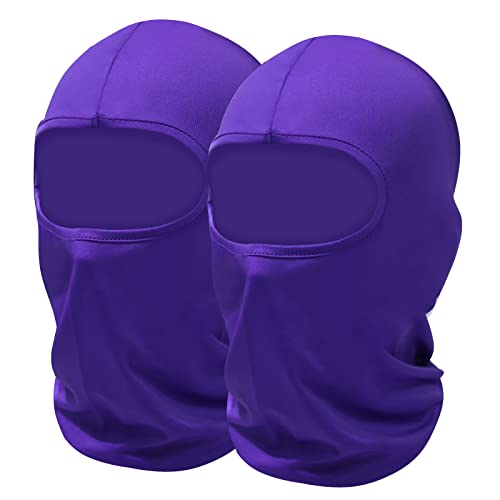 Sheverch 2 Pack Purple Ski Mask Sun Protection Shiesty Mask Breathable Balaclava Face Mask Men Women Motorcycling #TOP14