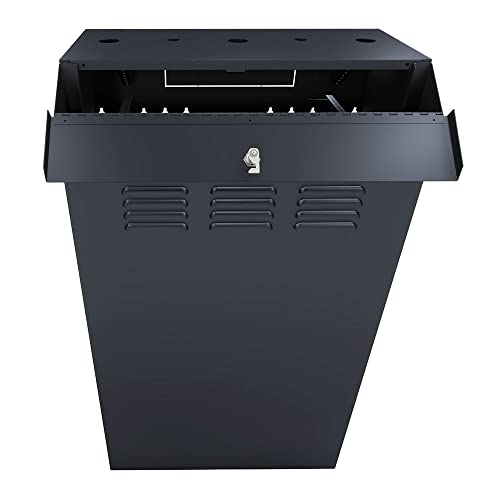 Image of NavePoint 8U Vertical Server Rack Enclosure, Low Profile, 35.4 inch Deep, Max Weight Capacity 132lbs - 8U Network Cabinet Vertical Wall Mount, Perforated, Black