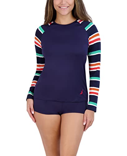 Image of Nautica Women's Long Sleeve Rashguard - Quick-Dry, UPF Protection, Swim Shirt, Pool, Beach, Hiking, Yoga, Volleyball