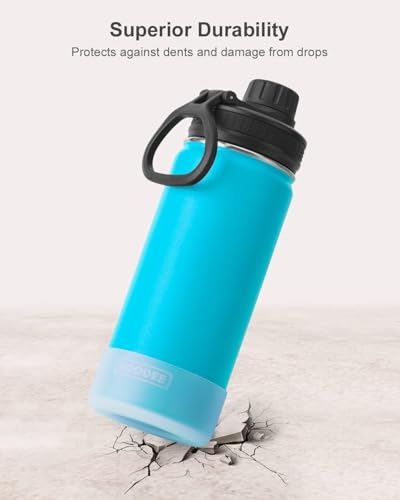 Image of koodee Water Bottle for Kids-16 oz Stainless Steel Vacuum Insulated Sports Water Bottle for Black to School, Reuasble Metal Wide Mouth Water Flask for Girls Boys- BPA Free (Sky Blue)