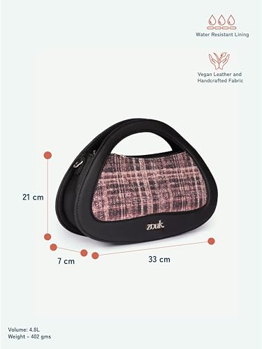 Image of ZOUK Nadia Sling Bag for Women - Stylish Crossbody with Cutout Top Handle | Handcrafted Shoulder Bag with Multiple Pockets & Water-Resistant Lining | Formal & Casual Use |