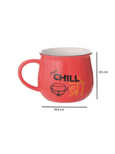 Image of JCPL Porcelain Printed Donald Ceramic Mugs Just Chill Bro - 1 Piece, Multicolor, 350 ml