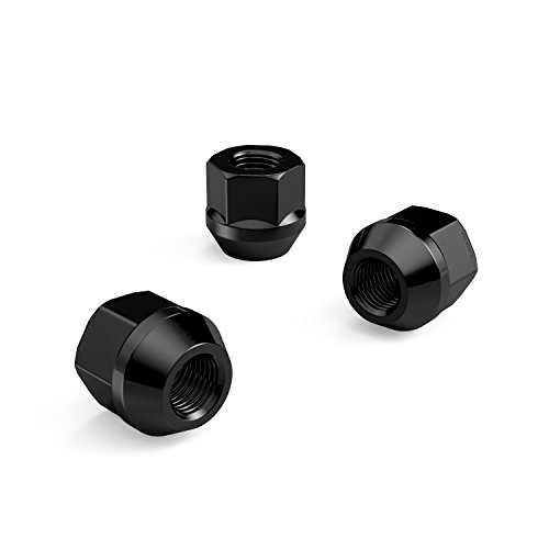 Image of 20pcs Open End Lug Nuts, 1 /2x20 Threads, 0.81 inch Length, Cone Conical Taper Acorn Seat, 19mm 3 /4 inch Hex Head, Compatible with Ford Lincoln Dodge Jeep and More - Black
