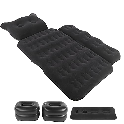 Ausla Colchón Inflable para Automóvil Cama Flocada de PVC con Bomba de 12 V Capacidad de 200 Kg para Viajes Camping SUV Sedan Minivan Usuarios Cama Flotante Portátil Negro