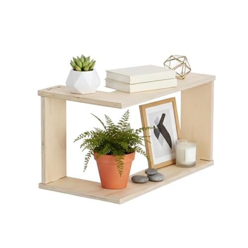 Estante de pared de esquina: doble capa de madera, organizador de macetas, estante para libros montado en la pared, material de madera duradero, apartamento, hogar, oficina, dormitorio, cocina, entrad