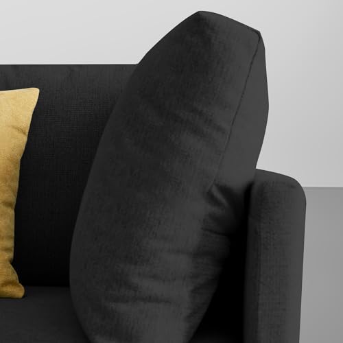 Image of Carina LHS 4 Seater L Shape Sofa Set with Center Table for Living Room (Black Fabric) Premium Fabric Sofa