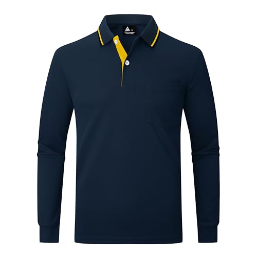 SwissWell Polo de Manga Larga para Hombre Camiseta Polo Transpirable para Golf, Ligera, para Deportes al Aire Libre y Estilo Casual - imagen 3
