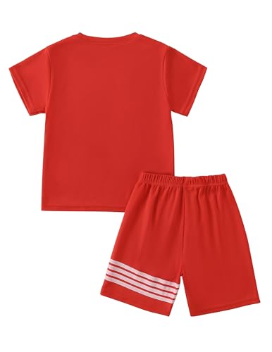 Image of Boys Clothes Short Set 6 Piece Outfit Athletic T-Shirt and Quick Dry Shorts Kids Summer Clothing Set Size 3-14