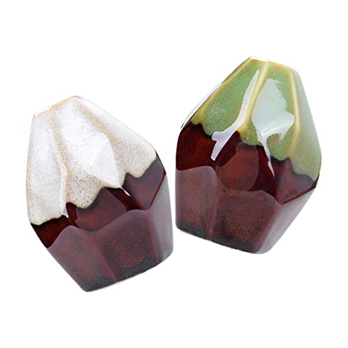 Yardwe 2Pcs Multi-Faceted Kiln Vase Minimalist Home Decor Office Decor Vintage Home Decor Ceramic Flower Planters Desktop Flower Planter Farmhouse Vase Desktop Flower Vase Home Supply #TOP4