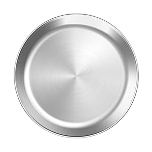 Stainless Steel Pizza Pan Round Pizza Tray, Round Pizza Plate For Pie Cookie Pizza Cake, Non Toxic & Heavy Duty, Brushed Finish & Easy Clean & Diameter 11.8 Inch