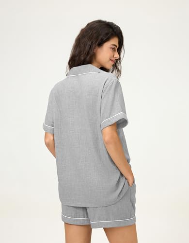 Image of BESTOUCH Womens Pajama Sets: 100% Cotton Muslin Linen Feel