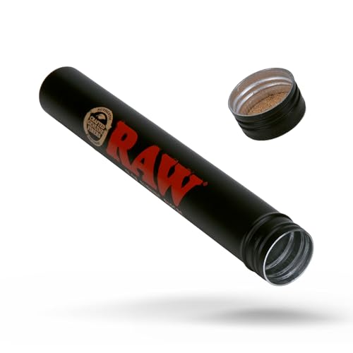 RAW Aluminum Tube Black Smell-Proof Travel Case for King Size Cones (110mm) Waterproof Durable Holder with Screw Cap