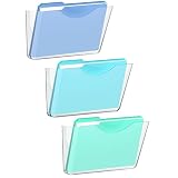 SUPEASY Clear Acrylic Wall File Organizer, One-Piece Wall Mount File Holder for Mail Magazines Letter Size Folders, Single Pocket for Office, Home or Classroom, 3 Pack Screws Not Included