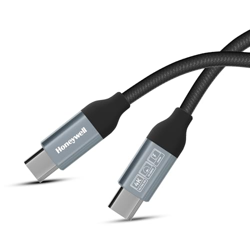 Image of Honeywell Type C to Type C USB 3.1 Cable, 4 Feet (1.2M), Max Output 5A 100W, QC 3.0, Fast Charge, Compatible with Apple Devices, Smartphones, Laptops, Power Banks, Tablets, Headphones, Speakers Black
