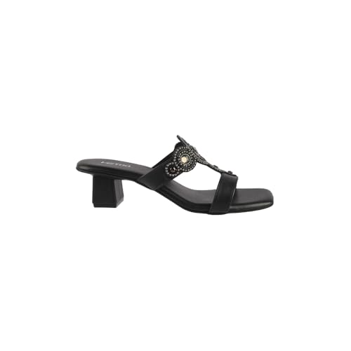 Image of Metro Women Faux Leather Ethnic Traditional Heel Sandal