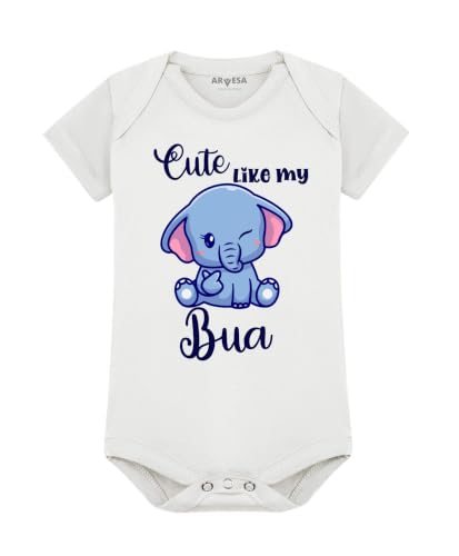 Image of ARVESA Baby Romper Bua Theme for Baby Boy and Baby Girl Cotton 0-12 Months Design No 972 - Cute Like My Bua